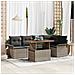 Set da Pranzo da Giardino in 6 Pezzi con Cuscini Grigio in Polyrattan e Acacia - Foto miniatura 2