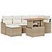 Set divani giardino  7 pezzi con cuscini Beige Rattan Polipropilene Acacia, Divano giardino  2 posti con cuscini Beige Rattan Polipropilene - Foto miniatura 1