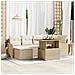 Set divani giardino  7 pezzi con cuscini Beige Rattan Polipropilene Acacia, Divano giardino  2 posti con cuscini Beige Rattan Polipropilene - Foto miniatura 2