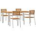 Set pranzo giardino  5 pezzi in legno massello di teak, Tavolo pranzo esterno  180x90x75 cm in legno massello di teak, Sedie giardino impilabili  4 pz in legno massello di teak e acciaio - Foto miniatura 1