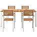Set pranzo giardino  5 pezzi in legno massello di teak, Tavolo pranzo esterno  180x90x75 cm in legno massello di teak, Sedie giardino impilabili  4 pz in legno massello di teak e acciaio - Foto miniatura 7