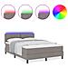Letto con Rete a Molle con Materasso & LED Tortora 140x200 cm Tessuto - Foto miniatura 4
