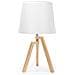 Lampada Da Tavolo E27 Legno | Paralume Tessuto Bianco | H53cm - Foto miniatura 1