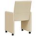 Sedie da Pranzo con Ruote 2 pcs Crema 57 x 66 x 94 cm Tessuto - Foto miniatura 6