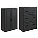 Set di armadi 2 pcs Nero 66 x 34,5 x 87 cm Legno ingegnerizzato - Foto miniatura 3