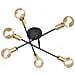 Cross Plafoniera 3 Braccia Orientabili 6 Luci Nero Opaco E Oro D. 57cm - Foto miniatura 1