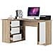 Scrivania ad angolo B20 sinistro, 1 anta e 3 cassetti, 155x85x77 cm, Colore Sonoma Quercia e Bianco - Foto miniatura 2