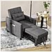 Poltrona Letto Singolo Reclinabile Su 3 Livelli Con Cuscino Extra, 69x82x85cm, Grigio - Foto miniatura 2