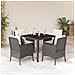 Set da Pranzo da Giardino 5 pz Nero con Cuscini in Polyrattan - Foto miniatura 8