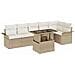 Set di divani da giardino a 7 pezzi con cuscini beige in rattan poli - Foto miniatura 1
