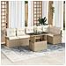 Set di divani da giardino a 7 pezzi con cuscini beige in rattan poli - Foto miniatura 2