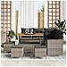 Set Divano da Giardino con cuscino 9 pcs Grigio Poly Rattan - Foto miniatura 3
