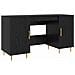 Scrivania Rovere nero 140 x 50 x 75 cm Legno multistrato - Foto miniatura 1