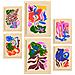 Set Di 6 Stampe Pittoreschi 2 Dipinti Decorativi Astratti Con Fiori Per Il Tuo Soggiorno Di Casa A3 & A4 Telaio In Legno Chiaro - Foto miniatura 1