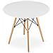 Tavolo da pranzo rotondo moderno Todi 90x90 cm, bianco + faggio - Foto miniatura 2