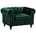 Poltrona Vintage In Tessuto Verde Chesterfield - Foto miniatura 9