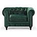 Poltrona Vintage In Tessuto Verde Chesterfield - Foto miniatura 16