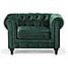 Poltrona Vintage In Tessuto Verde Chesterfield - Foto miniatura 4