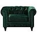 Poltrona Vintage In Tessuto Verde Chesterfield - Foto miniatura 5