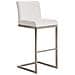 Sgabello Alto in Acciaio Inox Paros in Stoffa I Sgabello Bar Imbottito Seduta 77 CM I Sedia Cucina Design con Schienale E Poggiapiedi Bianco - Foto miniatura 1
