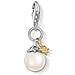 Ciondolo In Argento Sterling Placcato Oro Con Zirconi E Perla D'acqua Dolce - Foto miniatura 1