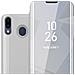 Custodia Compatibile Con Samsung Galaxy M20 In Agata Argento - Clear View Specchio Coperchio Protettivo Con Funzione Di Supporto Protezione A 360 Gradi - Foto miniatura 1