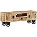 Mobile Tv Con Ruote 110x30x37 Cm In Legno Di Mango Grezzo - Foto miniatura 1
