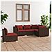 Set Divani Da Giardino 5 Pz Con Cuscini In Poly Rattan Marrone - Foto miniatura 1