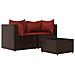 Set Mobili Da Giardino 3 Pz Con Cuscini In Polyrattan Marrone - Foto miniatura 1