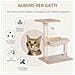 Torre per Gatti max 3.6kg con Amaca e Pallina Appesa, in Legno e Peluche, 50x36x70 cm, Beige - Foto miniatura 4