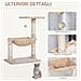 Torre per Gatti max 3.6kg con Amaca e Pallina Appesa, in Legno e Peluche, 50x36x70 cm, Beige - Foto miniatura 5