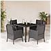 Set da Pranzo da Giardino 5 pz Nero con Cuscini in Polyrattan - Foto miniatura 4