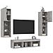 Mobili TV a Muro con LED 5pz Grigio Sonoma in Legno Multistrato - Foto miniatura 9
