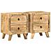 Comodini 2pz 40x32x46 Cm In Legno Massello Di Mango Grezzo - Foto miniatura 1