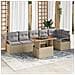 Set Divani Giardino  7 pezzi con cuscini Beige Rattan Sintetico Acacia, Divano Giardino 2 posti  con cuscini Beige Rattan Sintetico - Foto miniatura 2