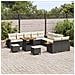 Set Divano da Giardino da 13 Pezzi con Cuscini in Rattan Polyrattan Acacia Nero,  Set da Pranzo da Giardino da 3 Pezzi con Cuscini in Rattan Polyrattan Acacia Nero - Foto miniatura 3