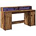 Scrivania con Luci LED Legno Antico 160x55x91 cm in Multistrato - Foto miniatura 3