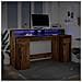 Scrivania con Luci LED Legno Antico 160x55x91 cm in Multistrato - Foto miniatura 5
