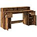 Scrivania con Luci LED Legno Antico 160x55x91 cm in Multistrato - Foto miniatura 9