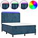Letto a Molle con Materasso e LED Blu Scuro 140x190 cm - Foto miniatura 1
