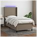 Letto a Molle con Materasso e LED Tortora 80x200 cm in Tessuto - Foto miniatura 2