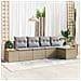 Set Divano da Giardino con cuscino 5 pcs beige e grigio chiaro - Foto miniatura 2