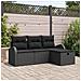 Set Divano da Giardino con cuscino 4 pcs Nero polyrattan - Foto miniatura 2