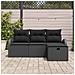 Set Divano da Giardino con cuscino 4 pcs Nero polyrattan - Foto miniatura 3