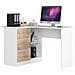 Scrivania ad angolo B16 sinistro, 3 cassetti, 124x85x77 cm, Colore Bianco e Sonoma Quercia - Foto miniatura 1
