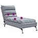 Chaise Longue Massaggi con Cuscini Grigio Chiaro in Tessuto - Foto miniatura 7