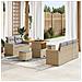 Set Divano Giardino 8 Pezzi con Cuscini Beige Rattan Polietilene Acacia, Set da Pranzo Giardino 3 Pezzi con Cuscini Beige Rattan Polietilene Acacia - Foto miniatura 2