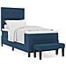 Letto con Rete a Molle con Materasso & Panchina Blu 90x190 cm Tessuto - Foto miniatura 4