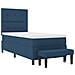Letto con Rete a Molle con Materasso & Panchina Blu 90x190 cm Tessuto - Foto miniatura 8