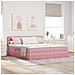 Letto con luci a strisce a LED Rosa 200 x 200 cm Velluto - Foto miniatura 2